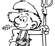 Coloriage Schtroumpf agriculteur