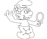 Coloriage Schtroumpf aime les fleurs