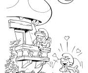Coloriage Schtroumpf amoureux de Schtroumpfette