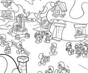 Coloriage Schtroumpf arri&egrave;re-plans d&eacute;taill&eacute;s