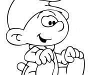 Coloriage Schtroumpf assis