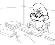 Coloriage Schtroumpf bleu aime lire des livres