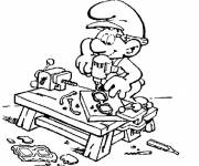 Coloriage Schtroumpf bricoleur au travail