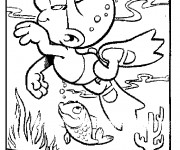 Coloriage Schtroumpf entrain de nager