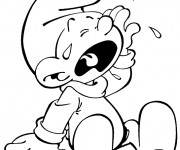 Coloriage Schtroumpf entrain de pleurer