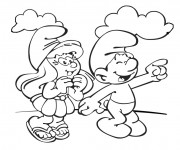 Coloriage Schtroumpf et Schtroumpfette