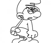 Coloriage Schtroumpf fach&eacute;