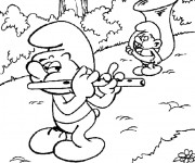 Coloriage Schtroumpf fait de la musique