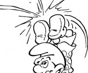 Coloriage Schtroumpf fait le sport