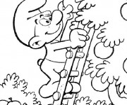 Coloriage Schtroumpf gourmand aime les pommes
