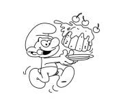 Coloriage Schtroumpf gourmand rigolo