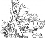 Coloriage Schtroumpf jardinier