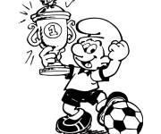 Coloriage Schtroumpf joueur de football