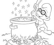 Coloriage Schtroumpf pr&eacute;pare la potion