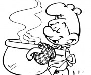 Coloriage Schtroumpf pr&eacute;pare le repas