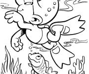 Coloriage Schtroumpf qui nage