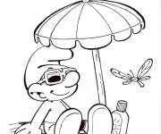 Coloriage Schtroumpf sur la plage