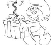 Coloriage Schtroumpf vous apporte un cadeau