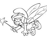 Coloriage Schtroumpfette comme f&eacute;e