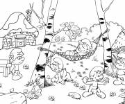 Coloriage Schtroumpfs village