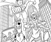 Coloriage Aventure de Scooby Doo avec Superman