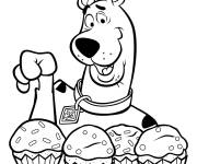 Coloriage Scooby Doo aime le g&acirc;teau