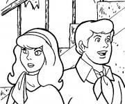 Coloriage Scooby doo Daphn&eacute; et Fred