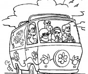 Coloriage Scooby doo en voiture