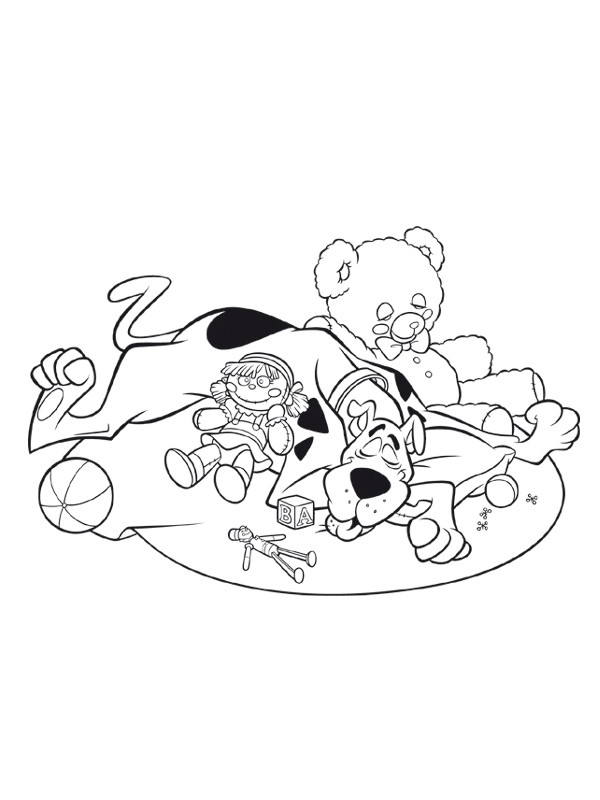 Coloriage et dessins gratuits Scooby doo endormi dessin animé à imprimer