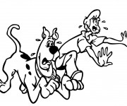 Coloriage Scooby doo et Sammy courent