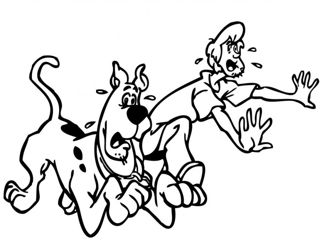 Coloriage et dessins gratuits Scooby doo et Sammy courent à imprimer