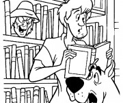 Coloriage Scooby doo et Sammy en bibliothèque