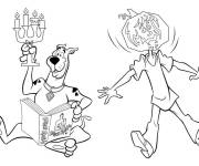 Coloriage Scooby Doo et Shaggy se pr&eacute;parent pour le Halloween