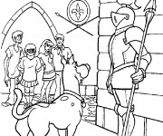 Coloriage Scooby doo parle avec un soldat