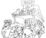 Coloriage Scooby Doo s'amuse avec ses amis