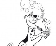 Coloriage Scooby doo souffle des bulles