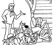 Coloriage Scooby doo tombe de l'escalier