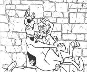Coloriage Scooby et Shaggy effray&eacute;