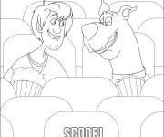 Coloriage Shaggy et Scooby dans le cinéma pour regarder un film