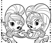 Coloriage et dessins gratuit Deux jumelles Shimmer et Shine pour filles à imprimer