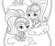 Coloriage Jolis jumelles genies Shimmer et Shine