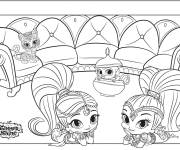 Coloriage Jumelles Shimmer et Shine avec leurs pets