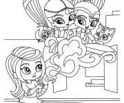Coloriage Leah fait sorti les genies Shimmer et Shine