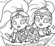 Coloriage Les aventures de Shimmer et Shine avec leurs pets