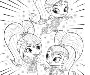 Coloriage Les belles genies Shimmer, Samira et Shine