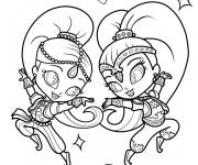Coloriage Les deux jumelles  Shimmer et Shine aiment danser