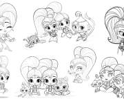 Coloriage et dessins gratuit Les personnages principaux de Shimmer et Shine à imprimer
