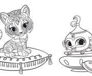 Coloriage Nala et Tala, les deux animaux de compagnies de Shimmer et Shine