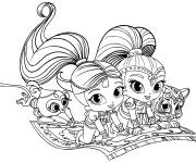 Coloriage et dessins gratuit Personnages de Shimmer Et Shine sur tapis volant à imprimer