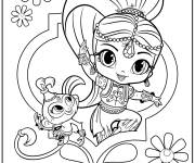 Coloriage et dessins gratuit Shimer danse avec son singe à imprimer